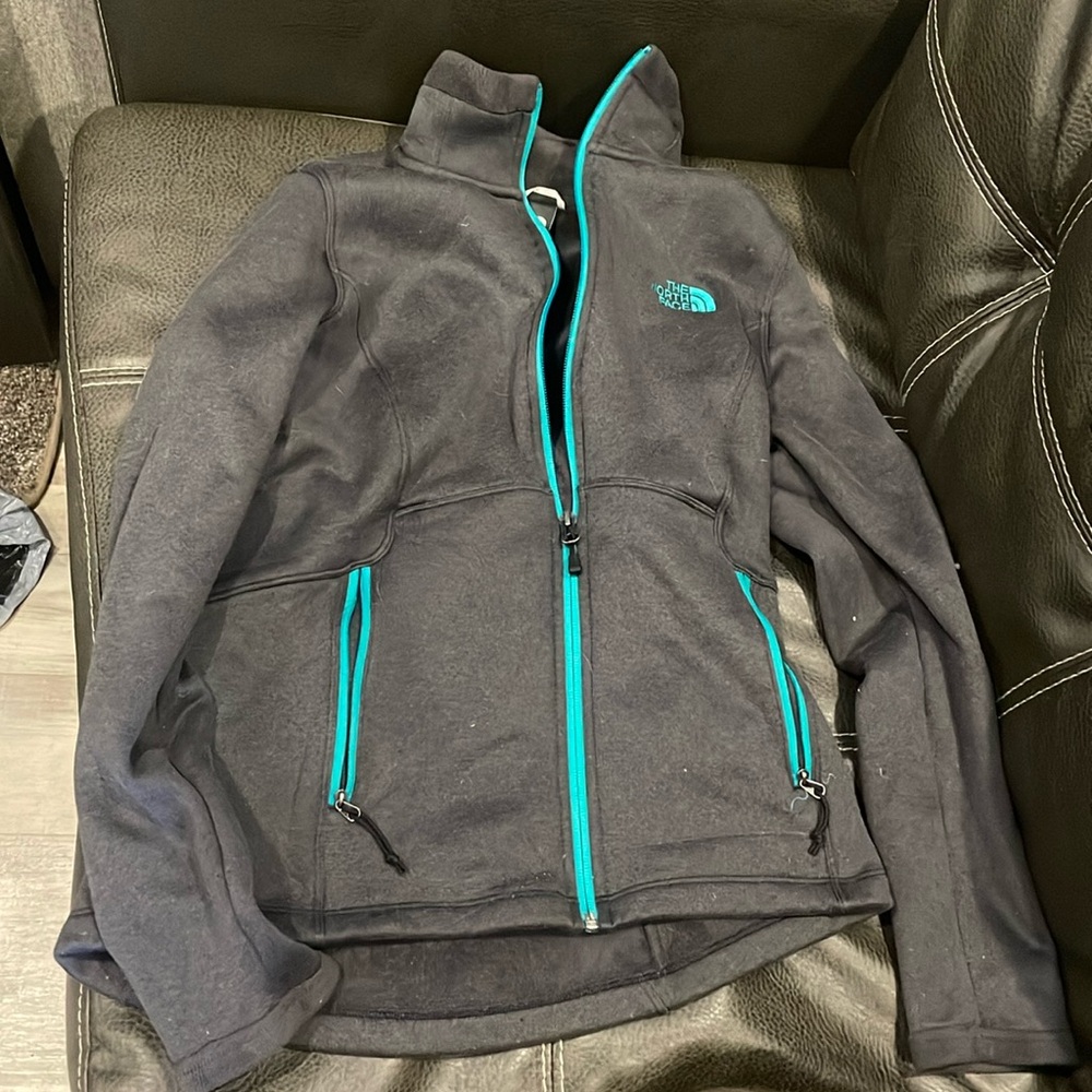 North face zip up sweatshirt fleece lined size small.